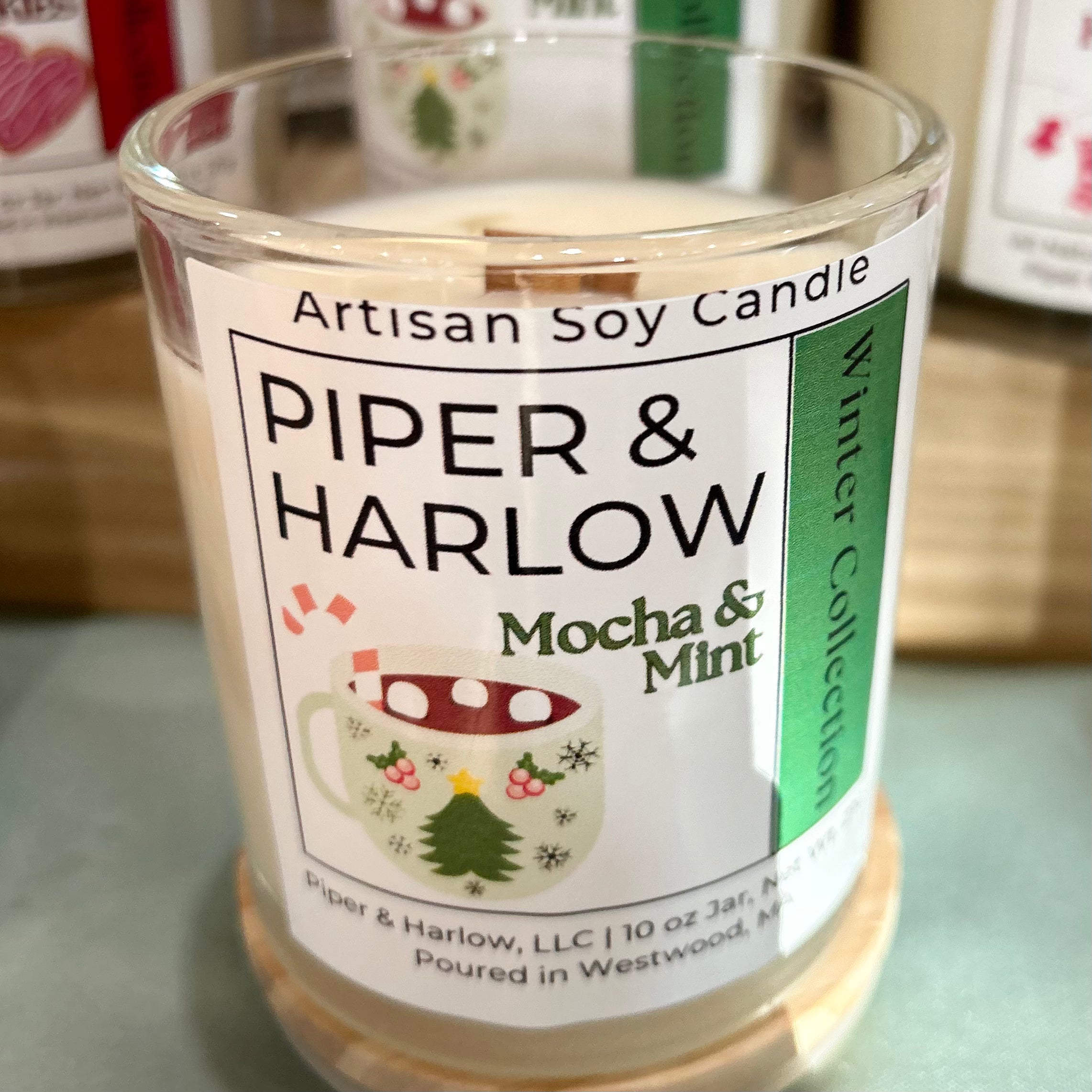 Mocha & Mint Soy Candle with Wood Wick