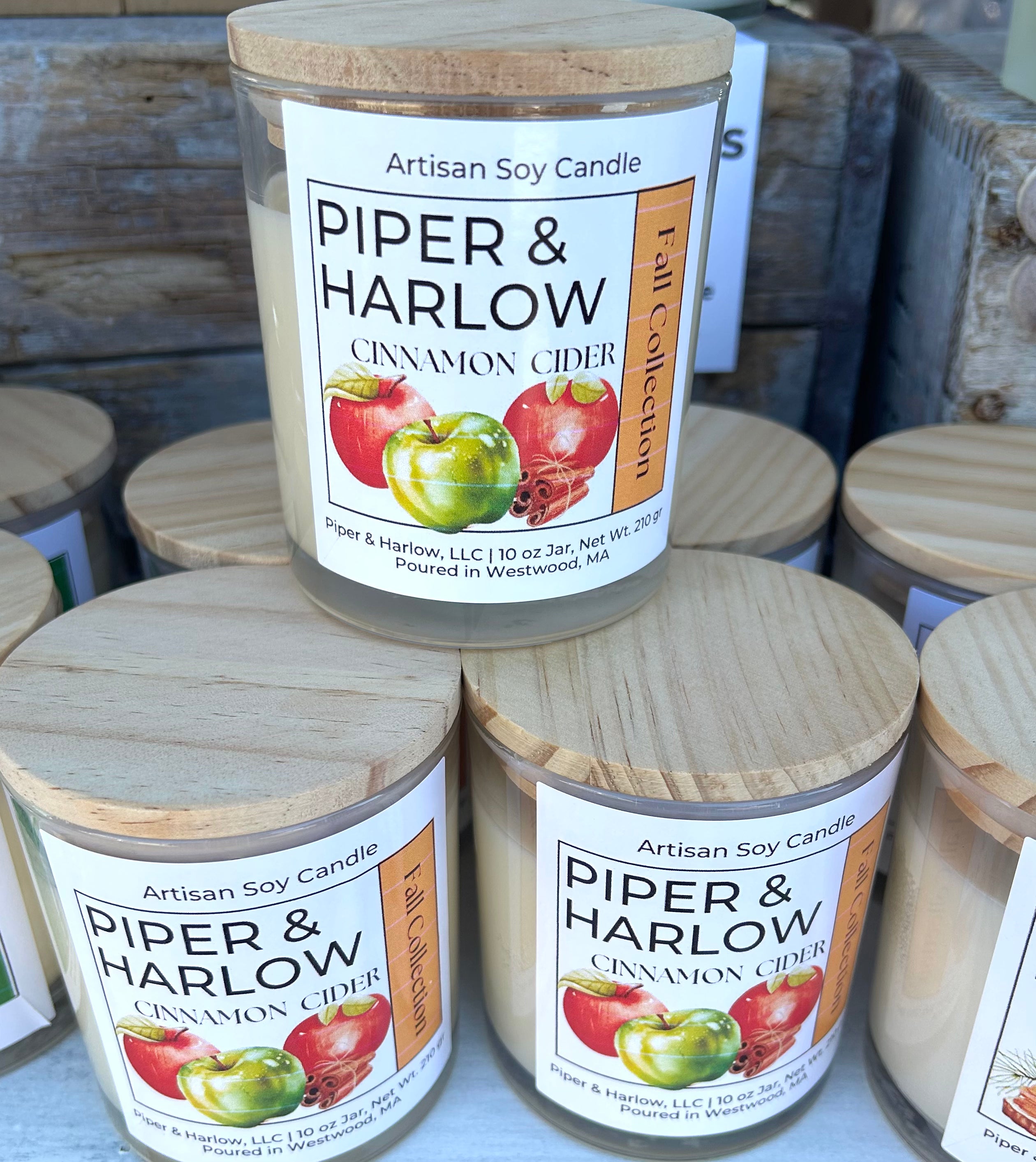 Cinnamon Cider ( Apple ) Soy Candle with Wood Wick