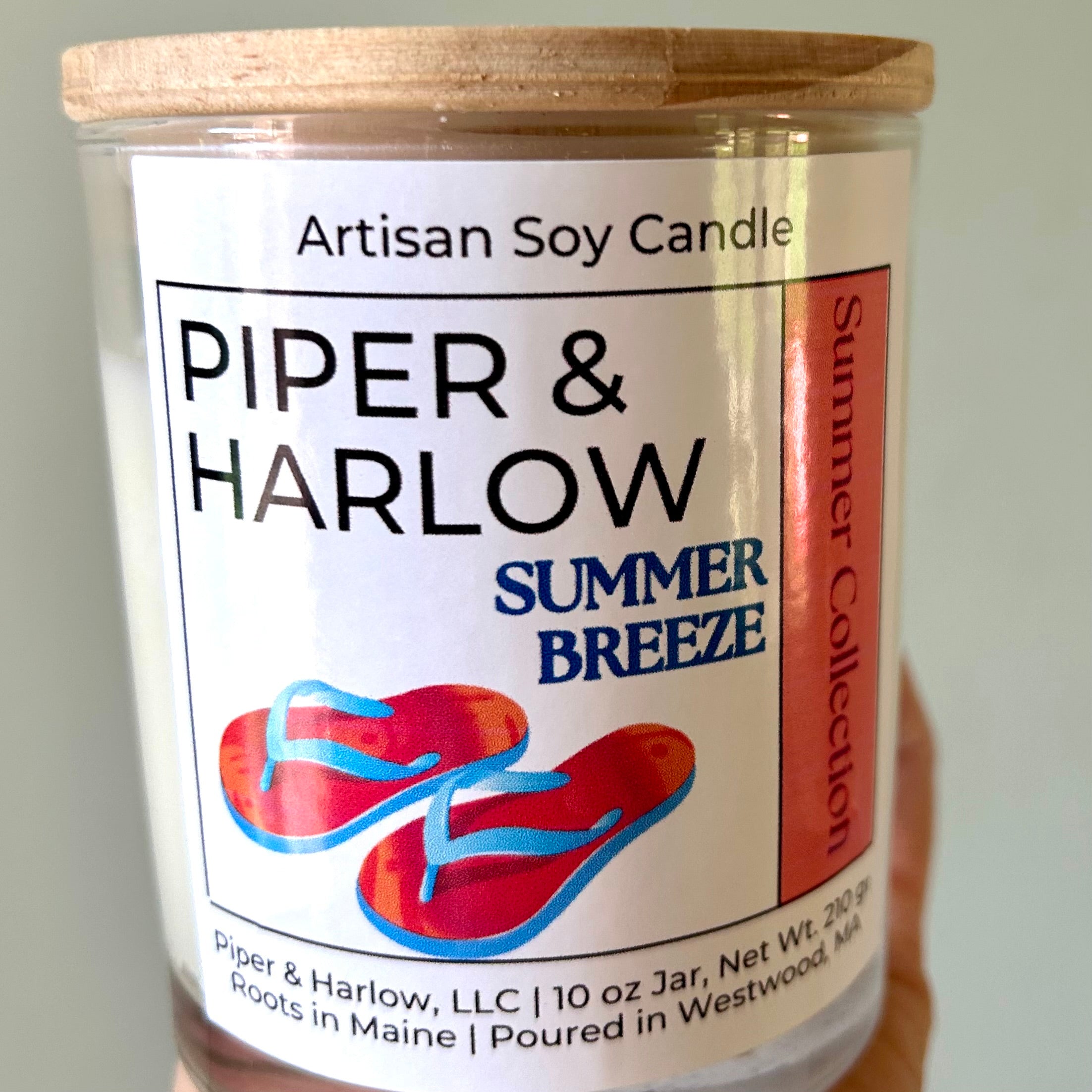 summer breeze wood wick candle with soy wax Piper & Harlow