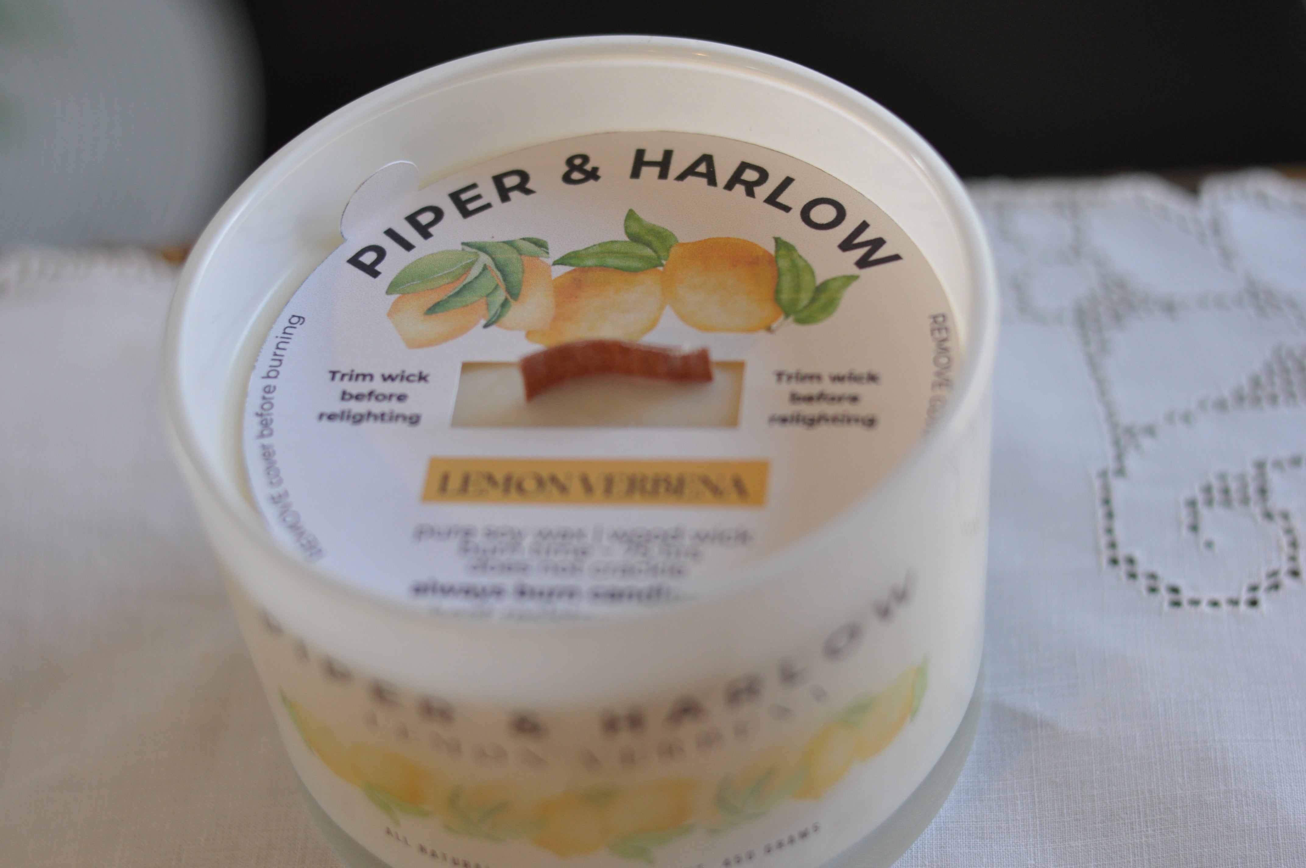 Lemon soy candle with wood wick