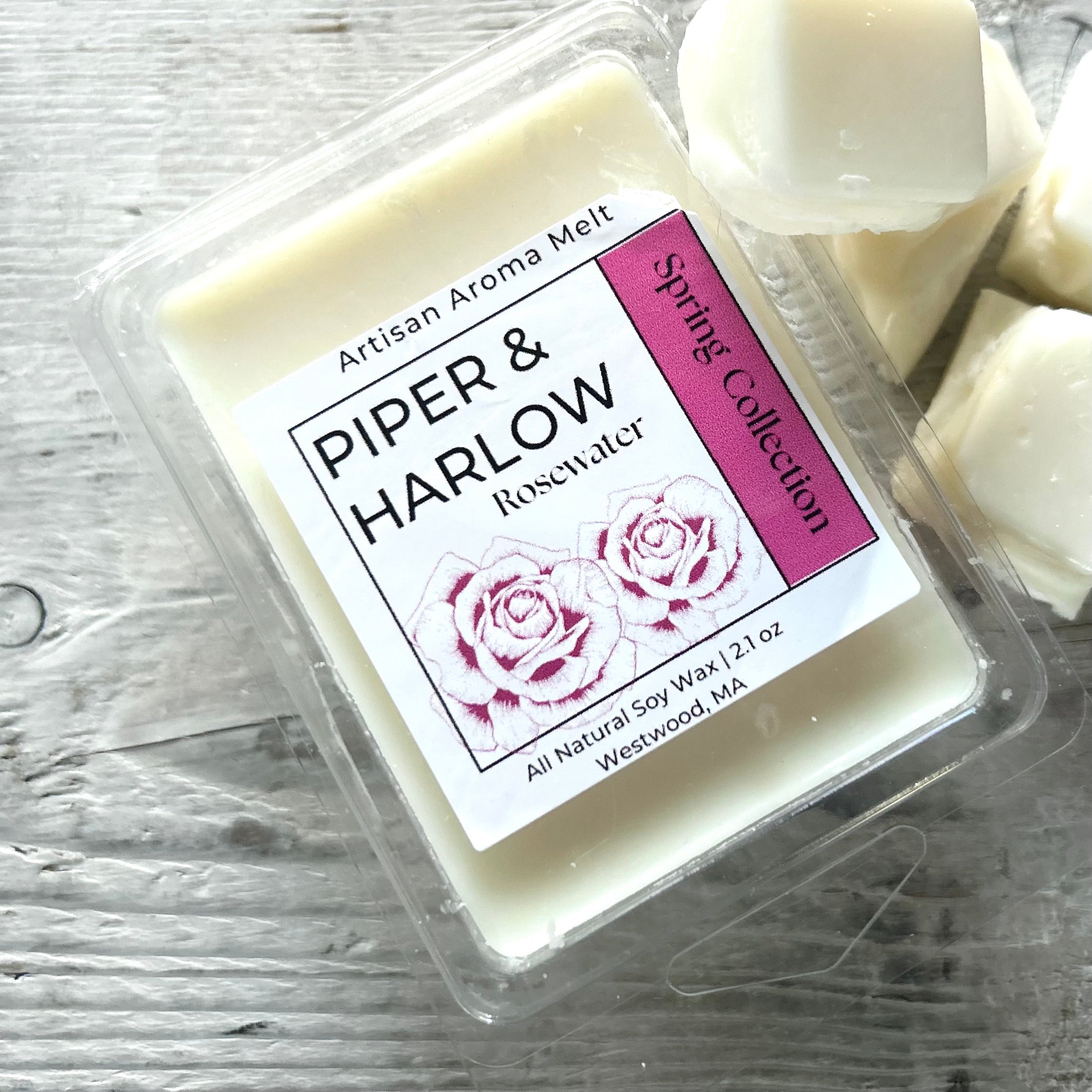 Piper & Harlow aroma melts in scent Rosewater.