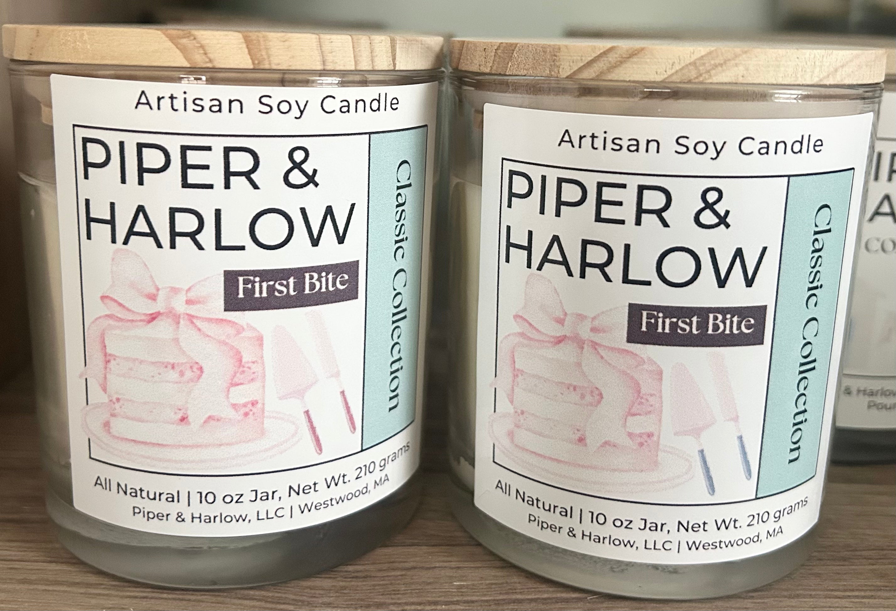 First Bite soy candle with crackling wood wick